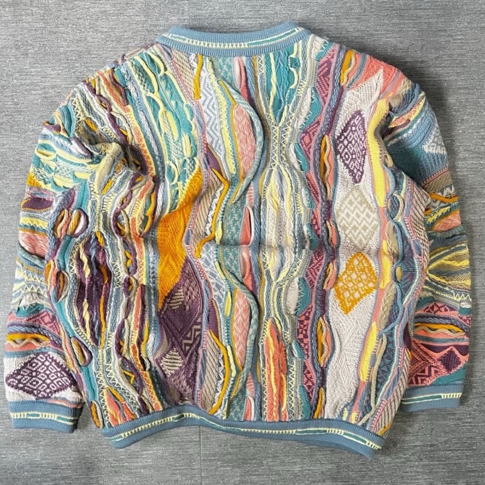 COOGI Pastel Multicolor Textured Knit Cardigan - Blue, Yellow, Purple - Picture 6 of 11